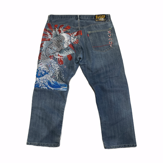 Sugoi Dragon Embroidered Jeans