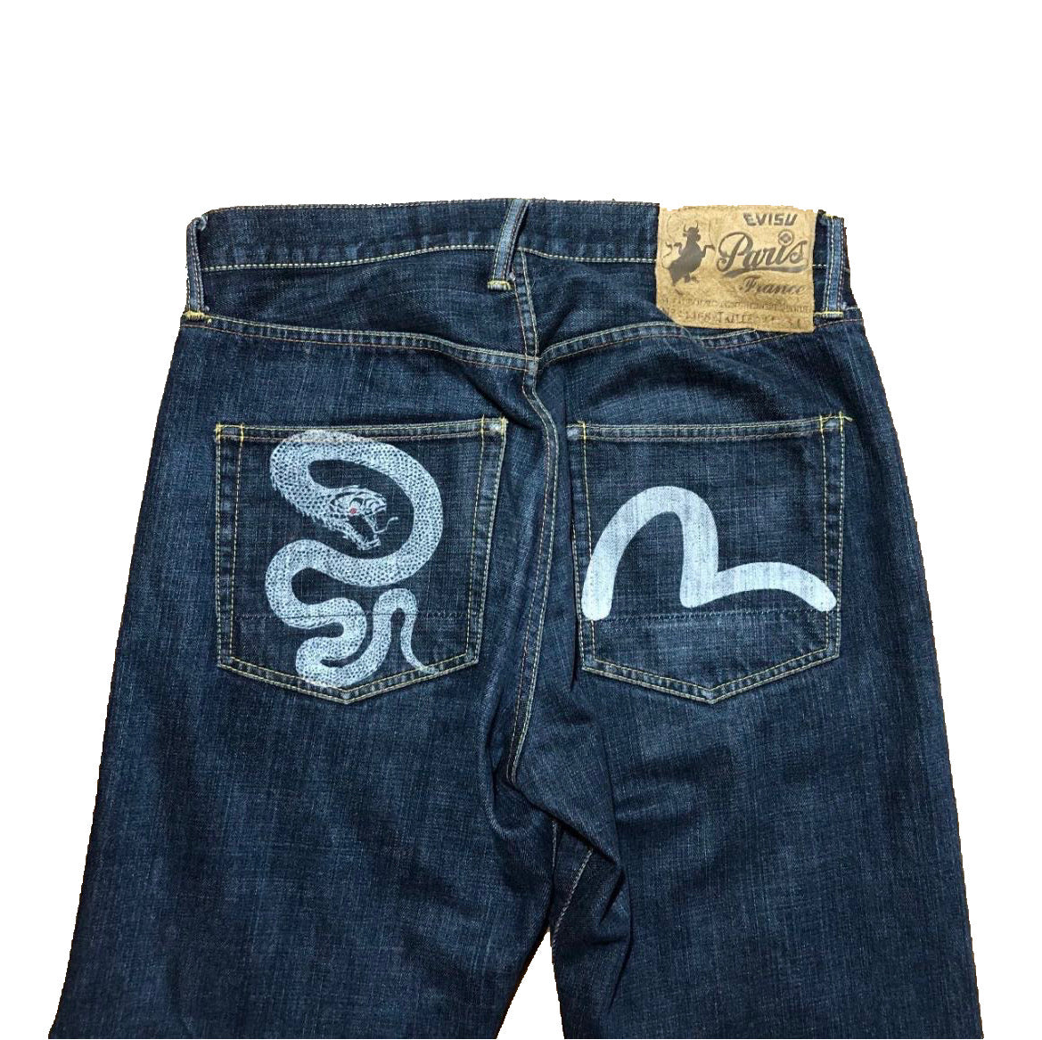 Evisu Snake Print Baggy Jeans