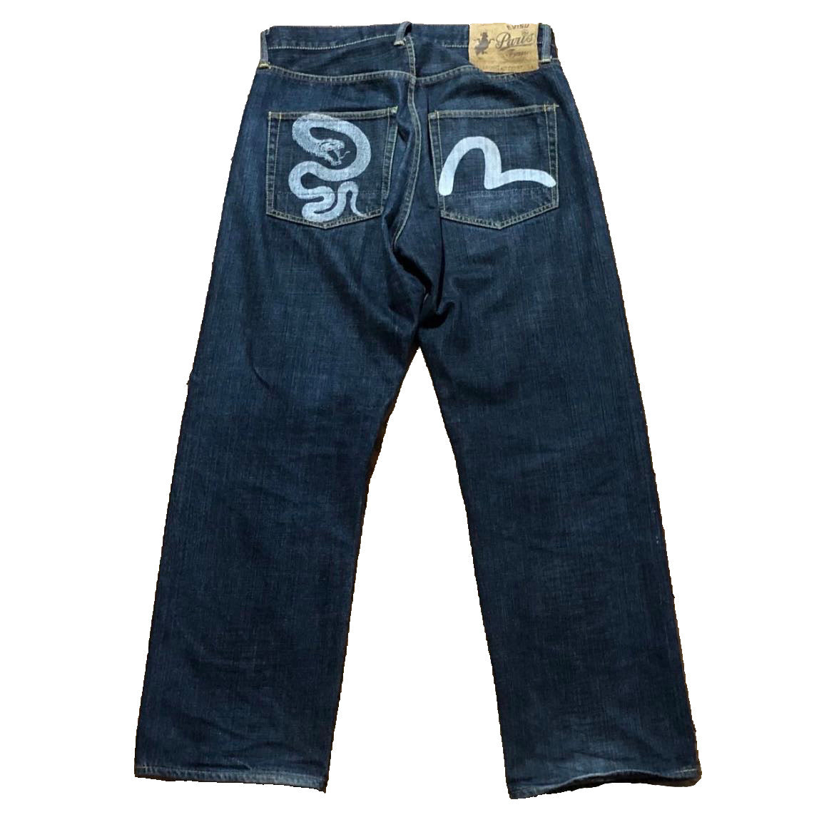 Evisu Snake Print Baggy Jeans